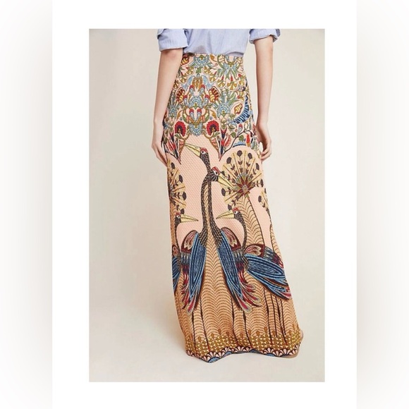 NWT Farm Rio for Anthropologie peacock maxi skirt, S